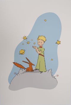 The Little Prince and the Fox Under the Stars - Lithograph