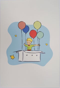 Le Petit Prince et ses ballons - Lithographie