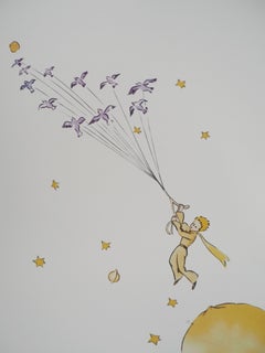 The Little Prince on His Way to the Stars - Lithograph