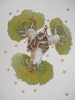 Le Petit Prince parmi les baobabs - Lithographie
