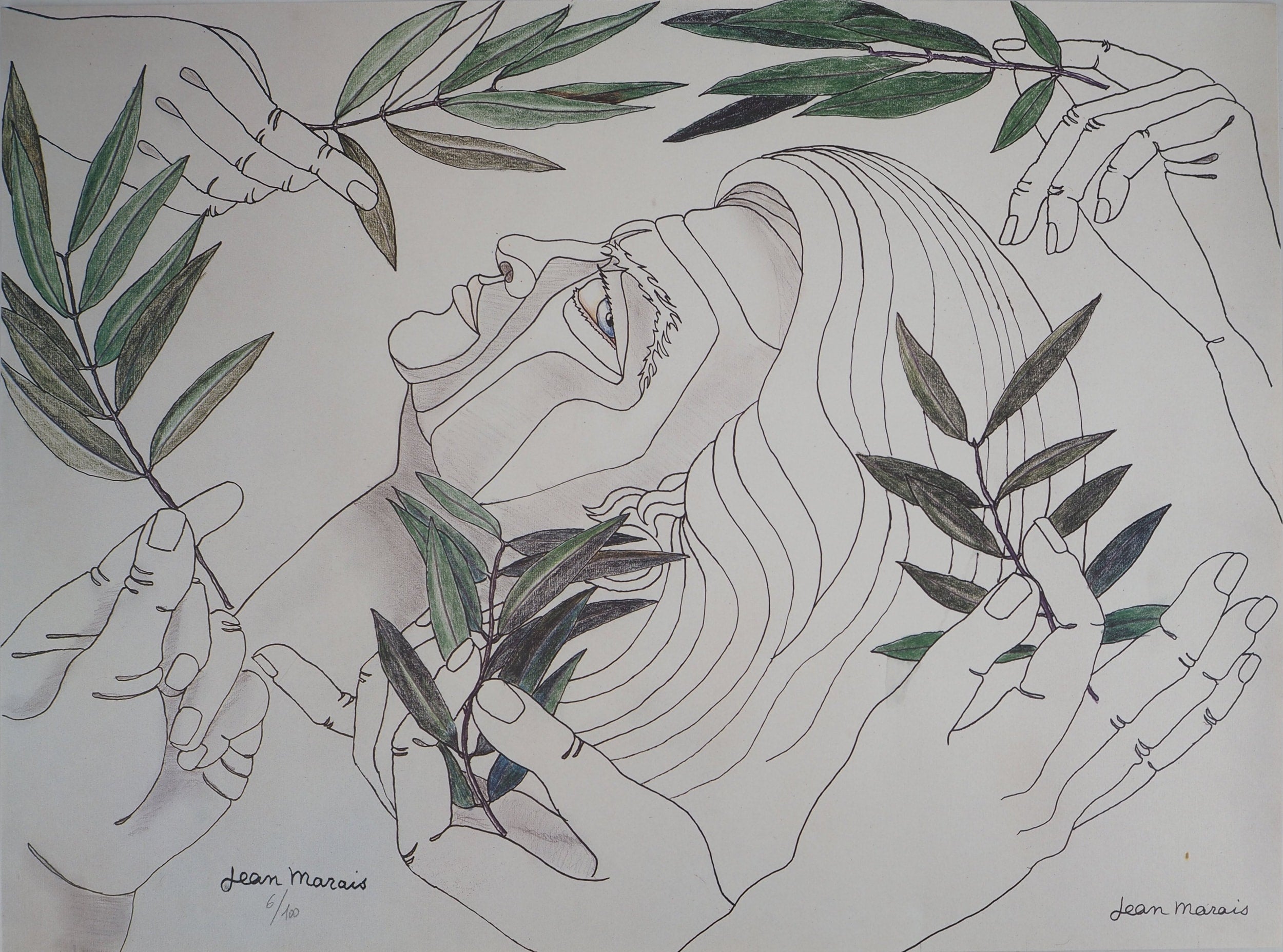 Jean Marais Portrait Print - Ecology, Man and Nature, Signed Lithograph