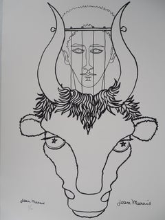 Mythologie, Hommage an Pan, signierte Lithografie