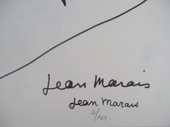 Autoportrait, La Belle et la Bête, lithographie signée