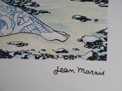 Merging with Nature, Woman with Flower Tattoos, Signed Lithograph