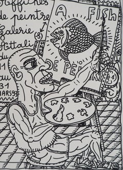 « Le peintre et le poisson A », sérigraphie originale signée