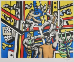 The Workers with Palm Trees - Signed Lithograph