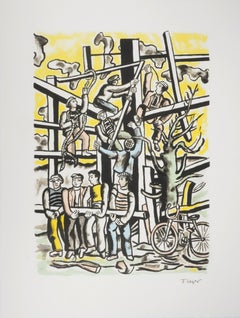 The Builders and a Bike - Signed Lithograph