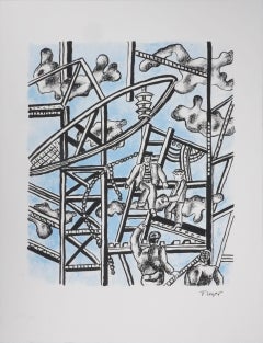 The Builders in blue - Signed Lithograph