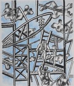 The Builders in blue - Signed Lithograph