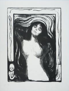 Die Madonna in Schwarz-Weiß – signierte Lithografie