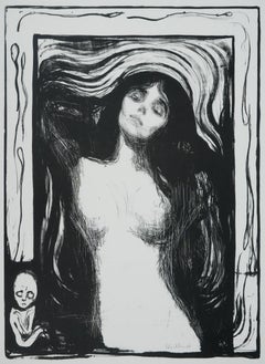 Die Madonna in Schwarz-Weiß – signierte Lithografie