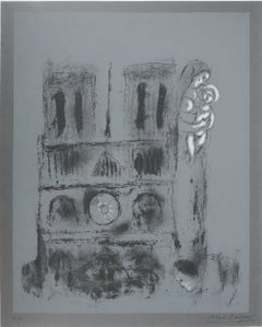 Marc CHAGALL : Paris, Maternity at Notre Dame - Original lithograph HANSIGNED