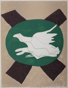 Taube auf grünem Hintergrund – Original-Lithografie (Mourlot – Vallier Nr. 122)