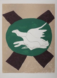 Taube auf grünem Hintergrund – Original-Lithografie (Mourlot – Vallier Nr. 122)