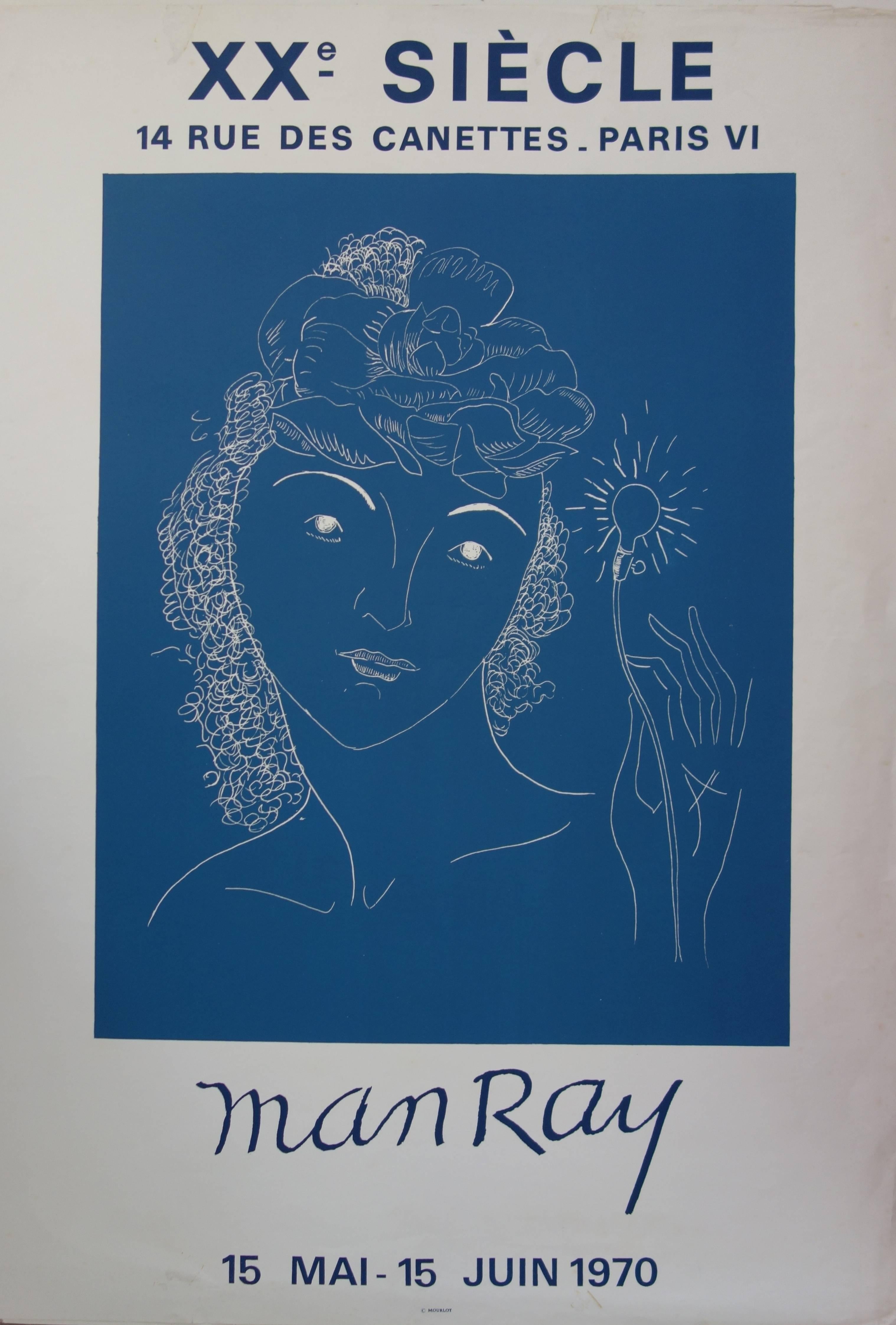 Man Ray Portrait Print - Woman with Light Flower - Lithograph - Mourlot 1970
