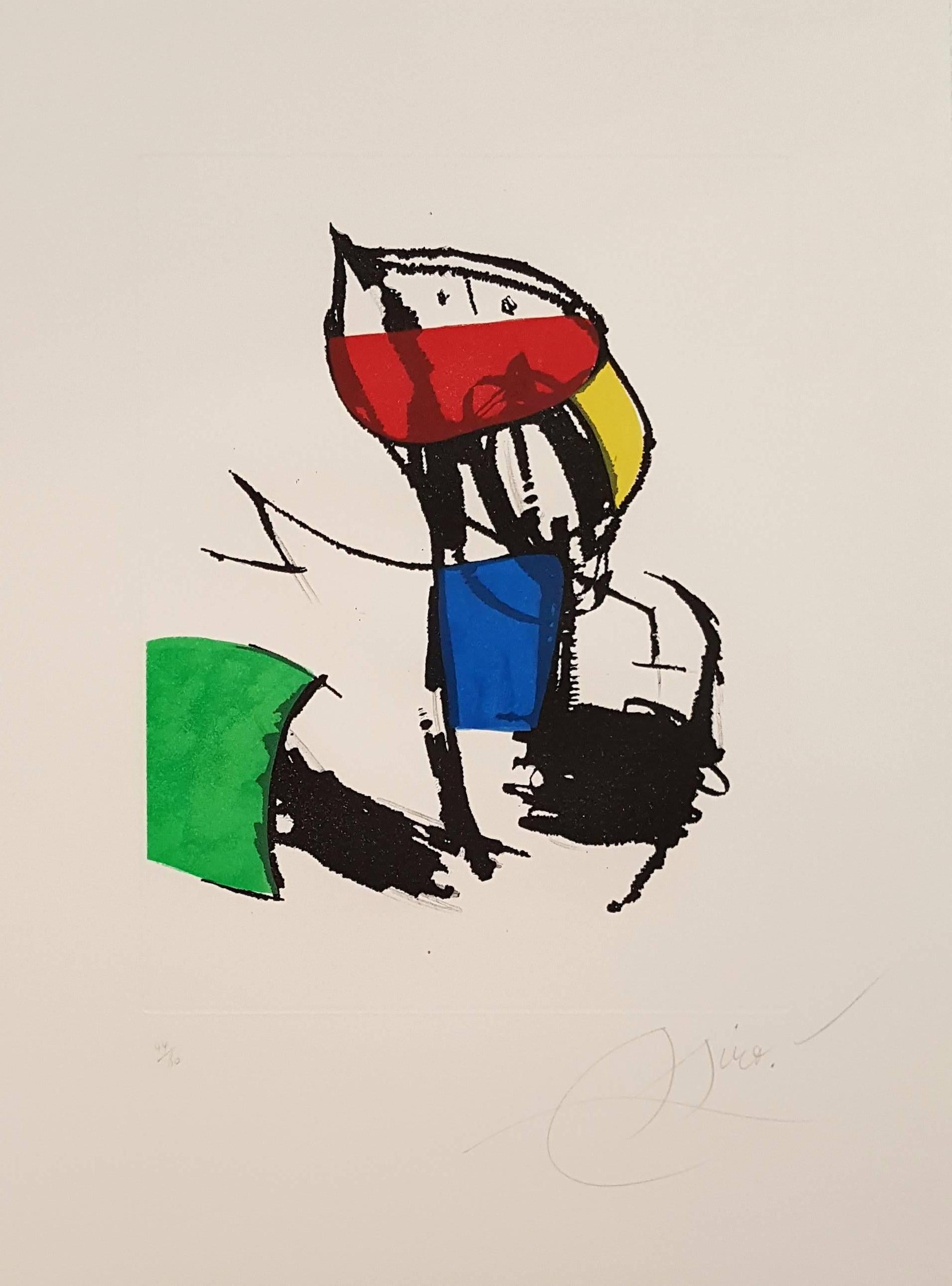 Joan Miró Abstract Print - Singer of the streets - Original Etching Handsigned 