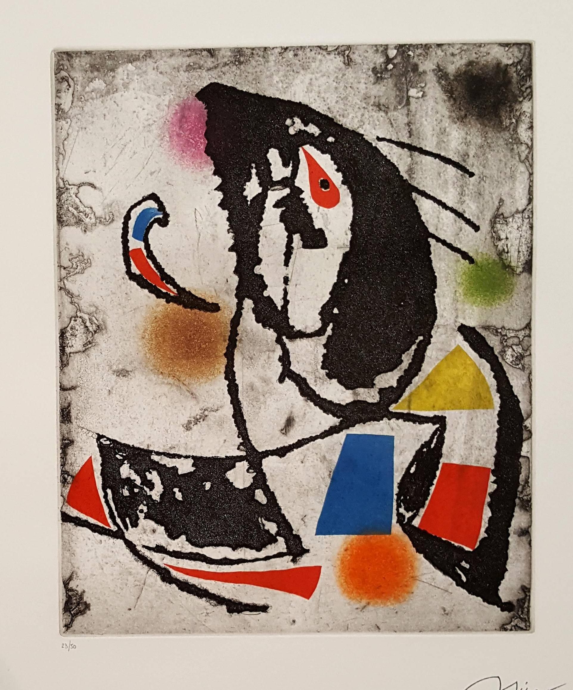 Les Montagnards: one plate - Original Etching - 50 copies - Print by Joan Miró