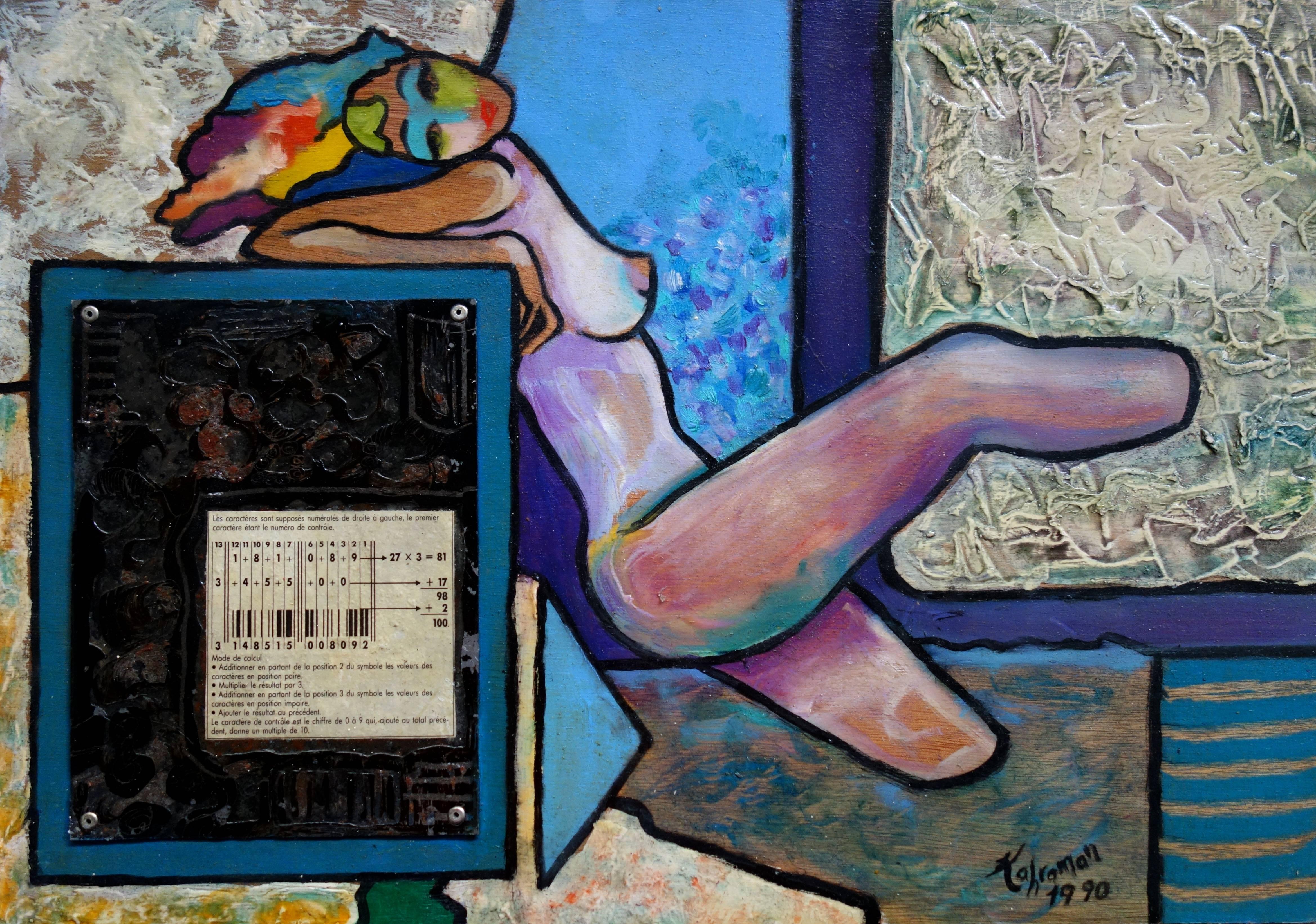 Nude with Zip Code - Original painting on panel - Handsigned