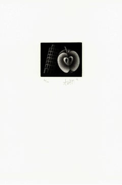 Pisa Tower and Apple - Original handsigned black-manner etching - 100 copies