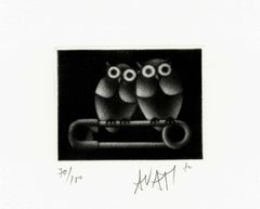 Couple of Owls - Original handsigned black-manner etching - 100 copies