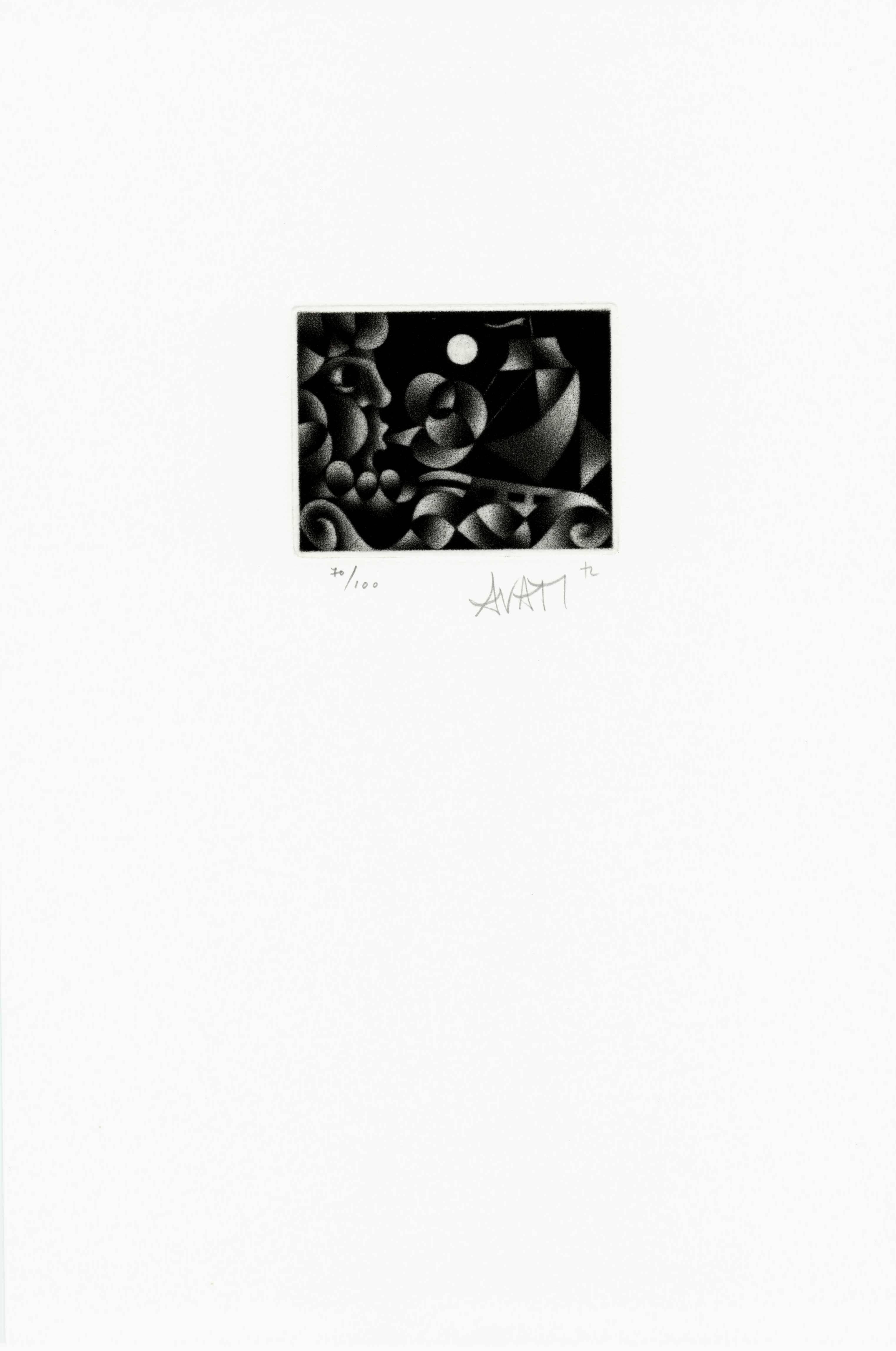Aeolus and Sailboat - Original handsigned black-manner etching - 100 copies - Print by Mario Avati