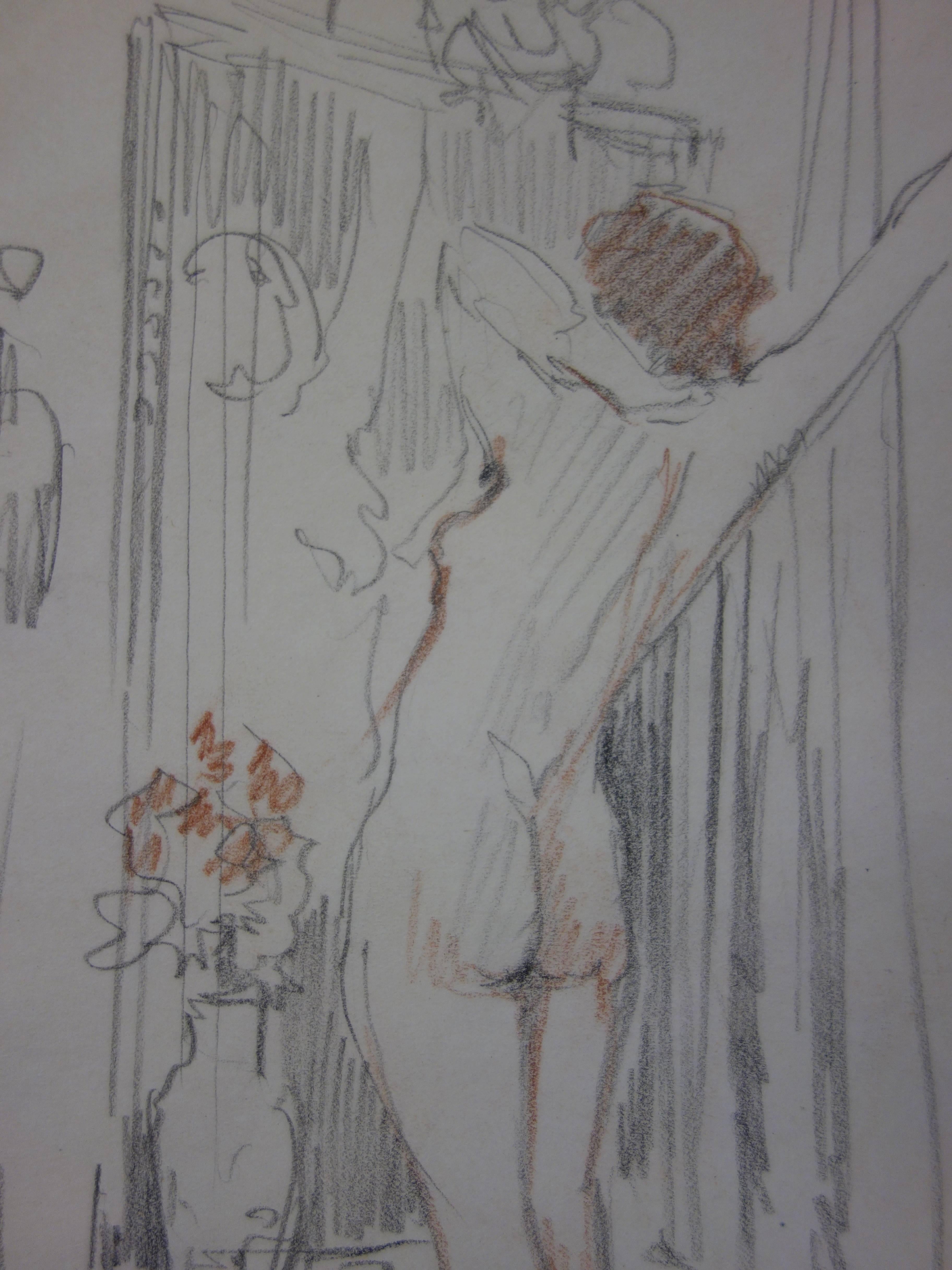 Georges CONRAD (1874-1936)
Morning toilet

Original pencil and color pencils drawing
Signed with the stamp of atelier
On paper 26.5 x 20 cm (c. 10,4 x 7.8 in)

Good condition, paper lightly yellowed

Information: Georges Conrad was a French painter