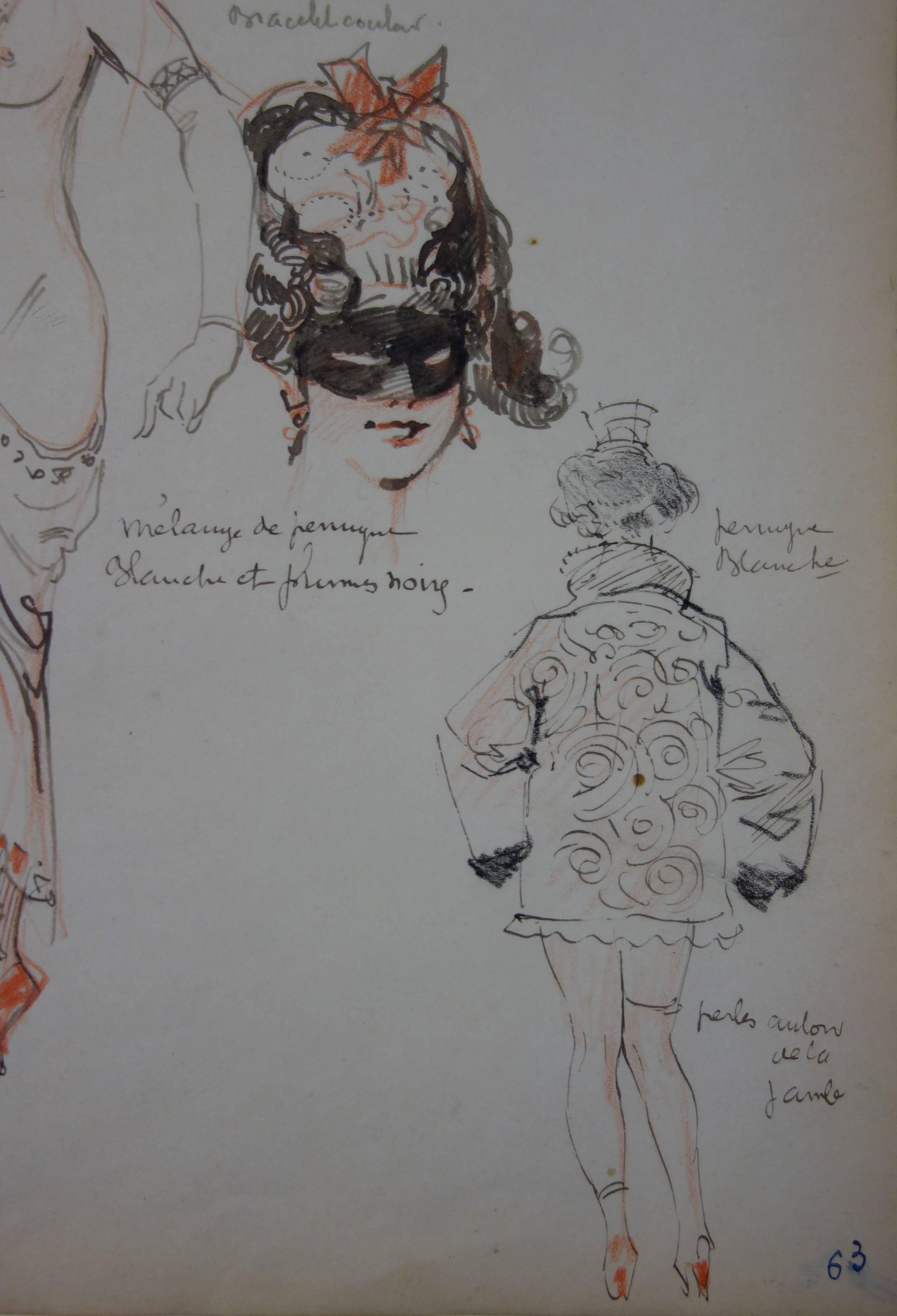 Libertine Carnaval in Venice - Ink drawing - circa 1916 - Academic Art by Georges Conrad