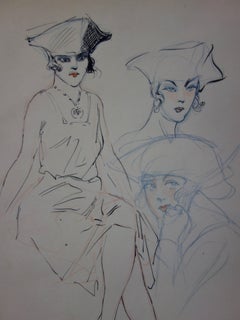 Study of a young woman - Ink drawing - circa 1916