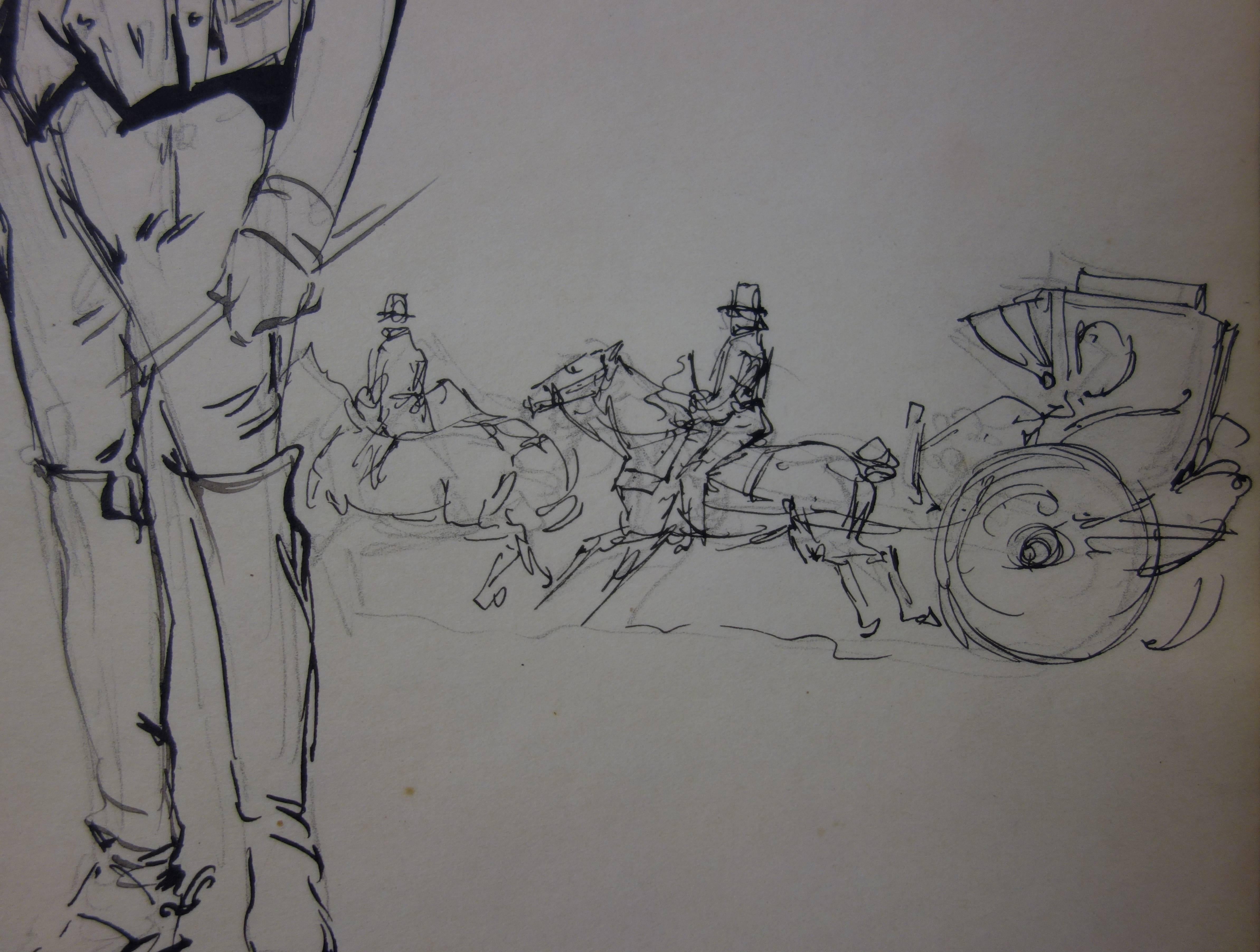 Nineteenth-century Coachman - Ink drawing - 1916 - Academic Art by Georges Conrad