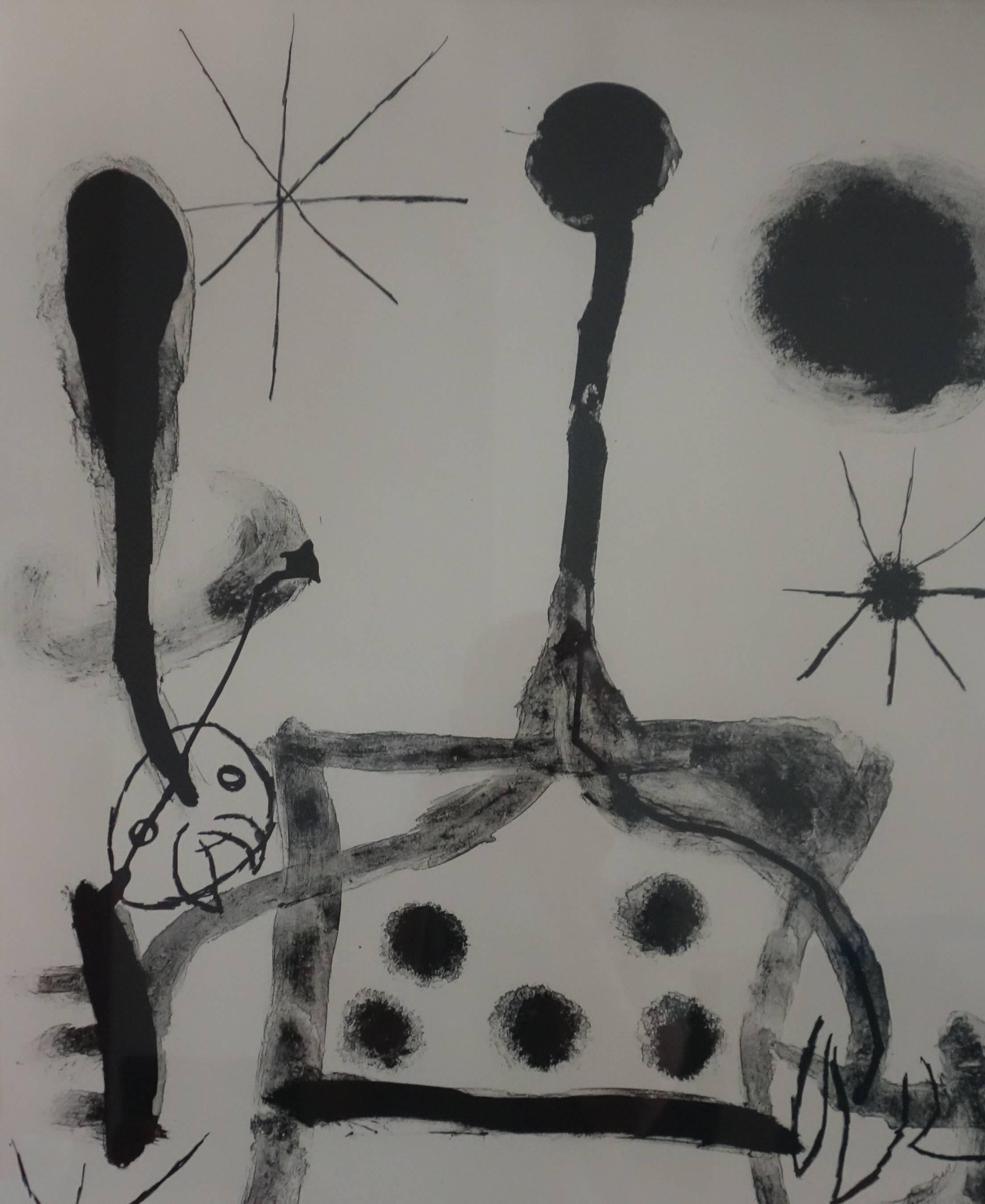 Album 19 : Plate 4, Man Handling his Head - Original handsigned lithograph - Abstract Print by Joan Miró