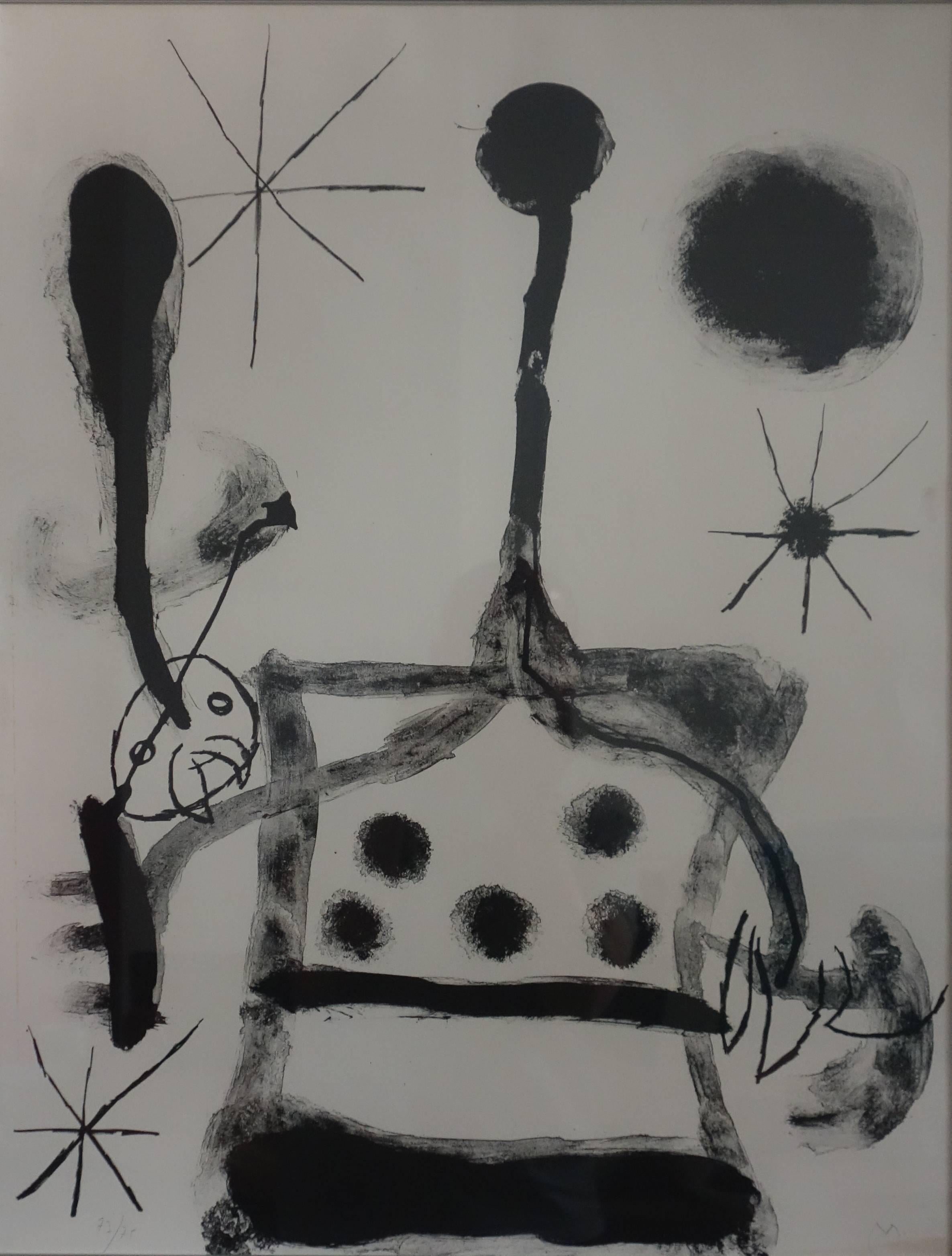 Album 19 : Plate 4, Man Handling his Head - Original handsigned lithograph - Print by Joan Miró