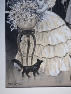 A Charming Unexpected Visit - Original handsigned watercolor - 1930