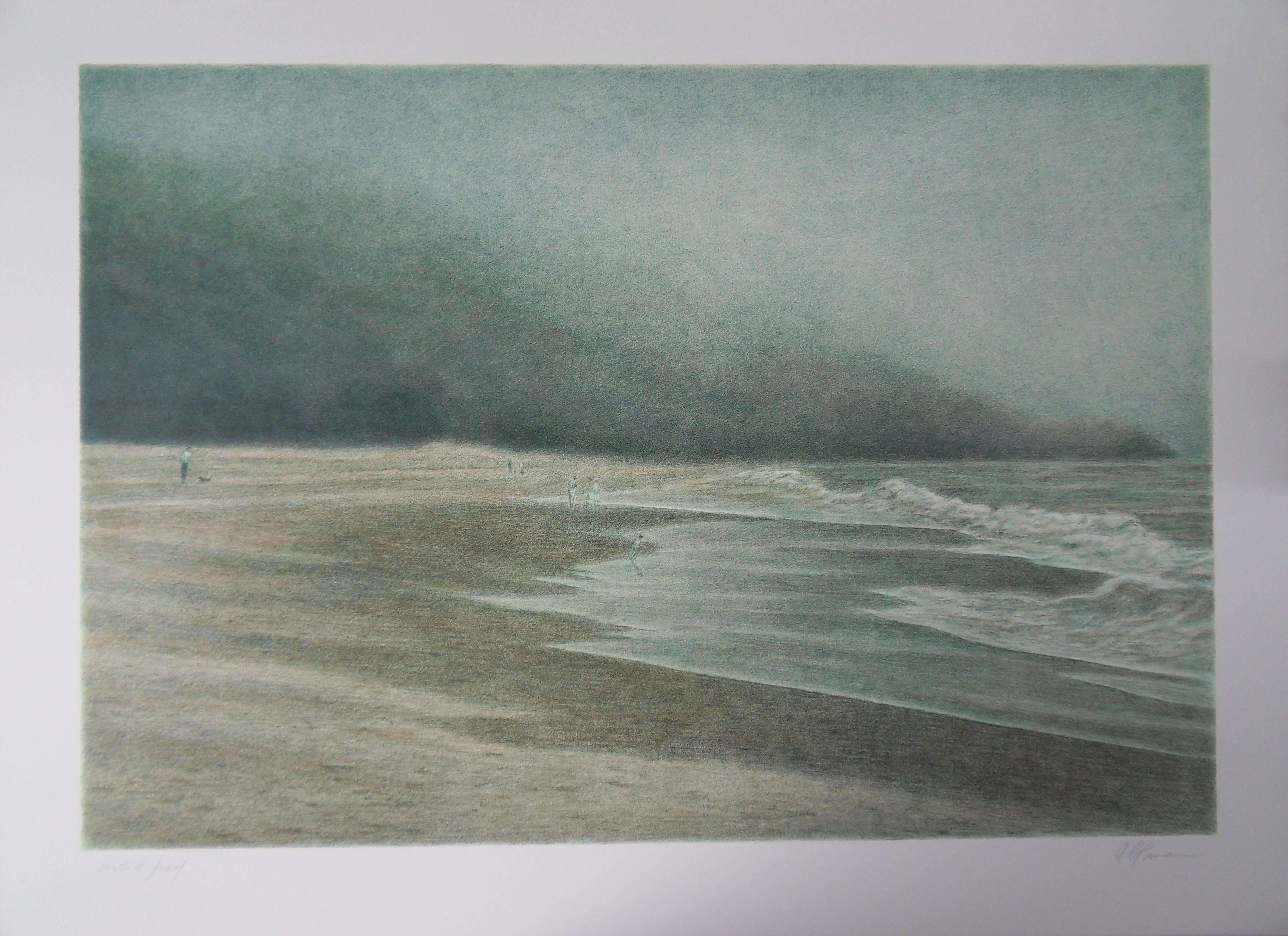 Harold Altman Landscape Print - Seascape : Ocean and Beach - Original handsigned lithograph