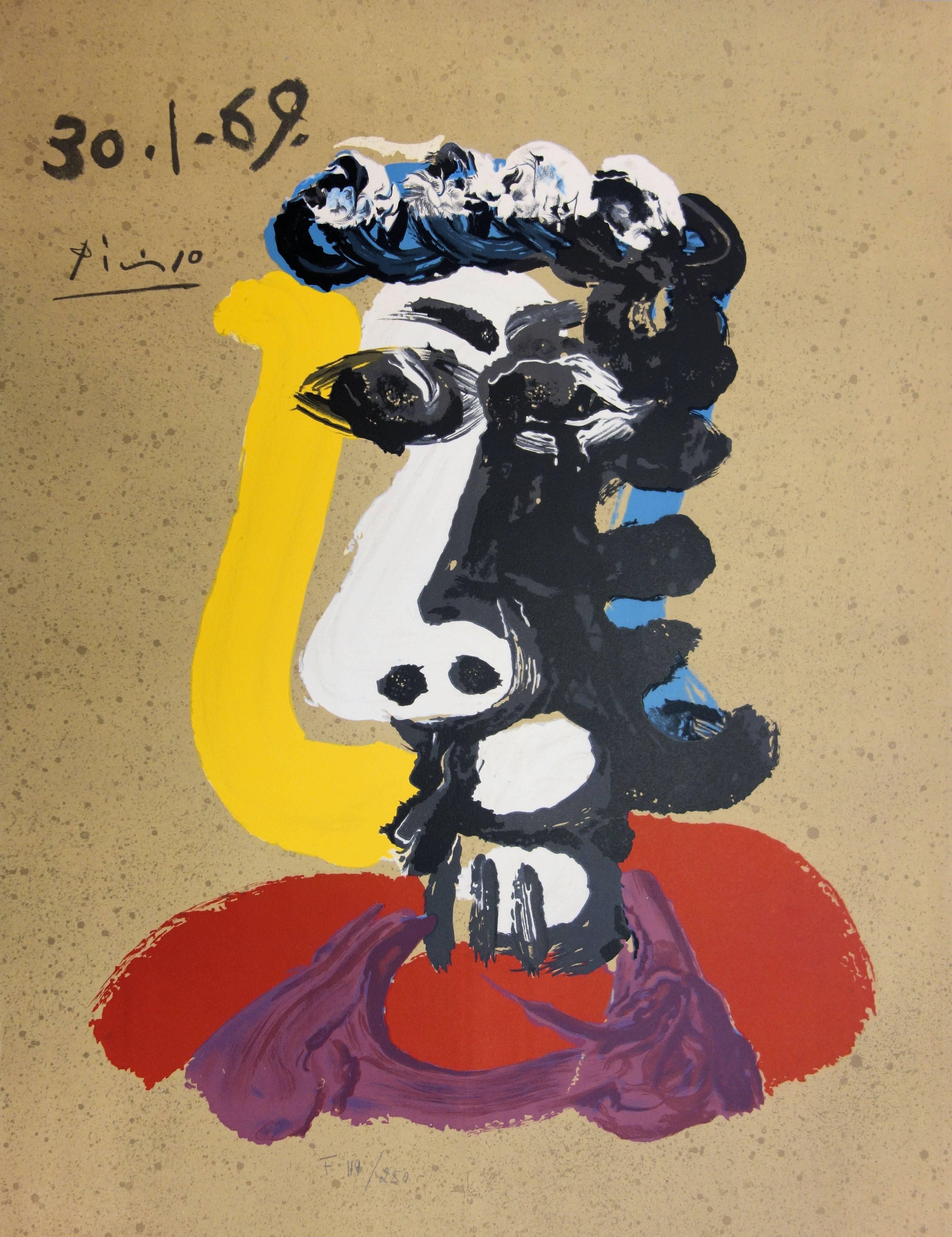 (after) Pablo Picasso Portrait Print - Imaginary Portraits : Cubist Face - Lithograph (250 copies) - 1970