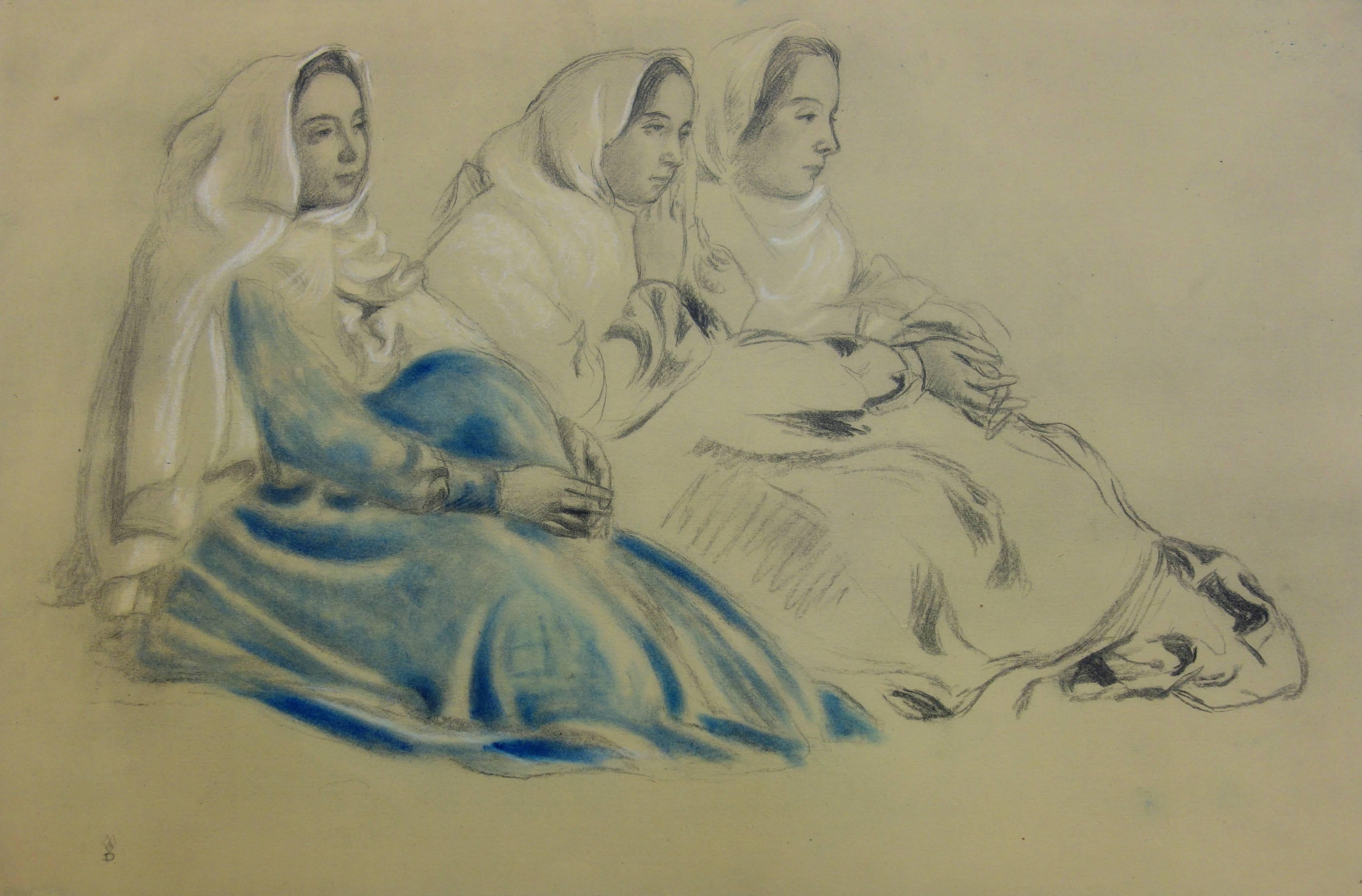 Figurative Print Maurice Denis - Trois femmes en train de se reposer - Lithographie originale