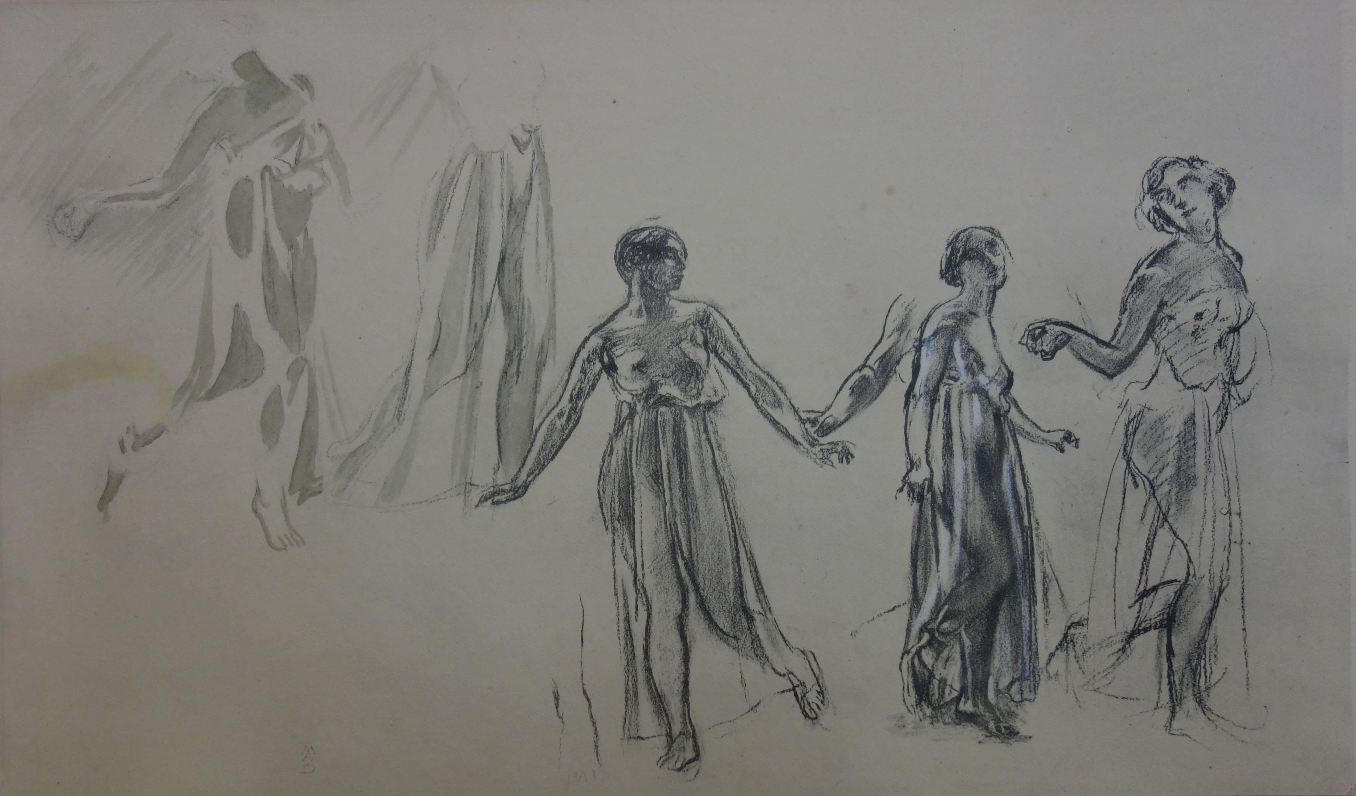 Maurice Denis Figurative Print - Three Dancing Models - Original lithograph