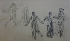 Tres modelos danzantes - Litografía original
