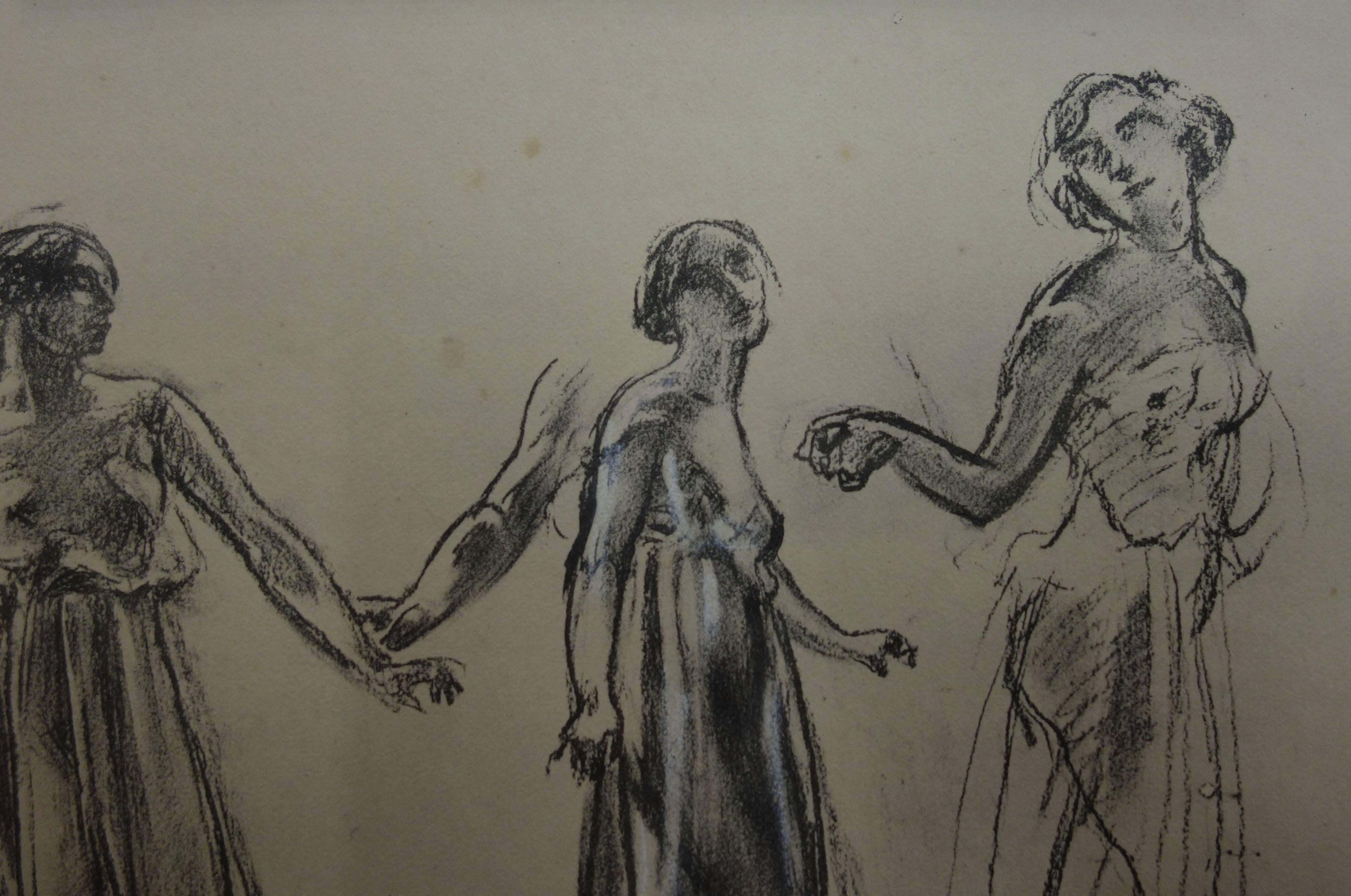 Trois modèles de danse - Lithographie originale - Réalisme Print par Maurice Denis