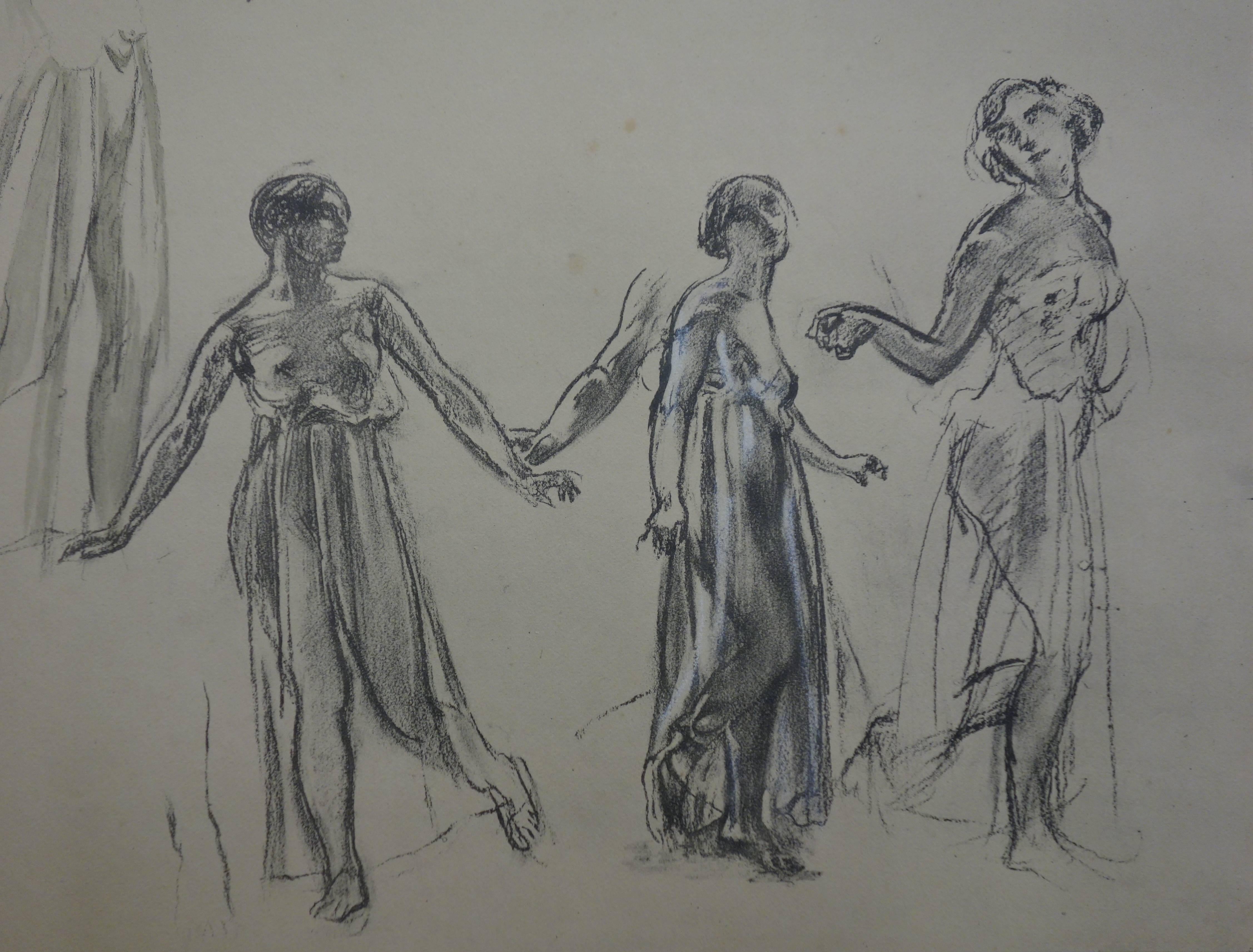 Three Dancing Models - Original lithograph - Print by Maurice Denis