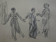 Three Dancing Models - Original lithograph