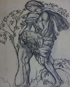 Shepherd Carrying a Lamb - Original lithograph