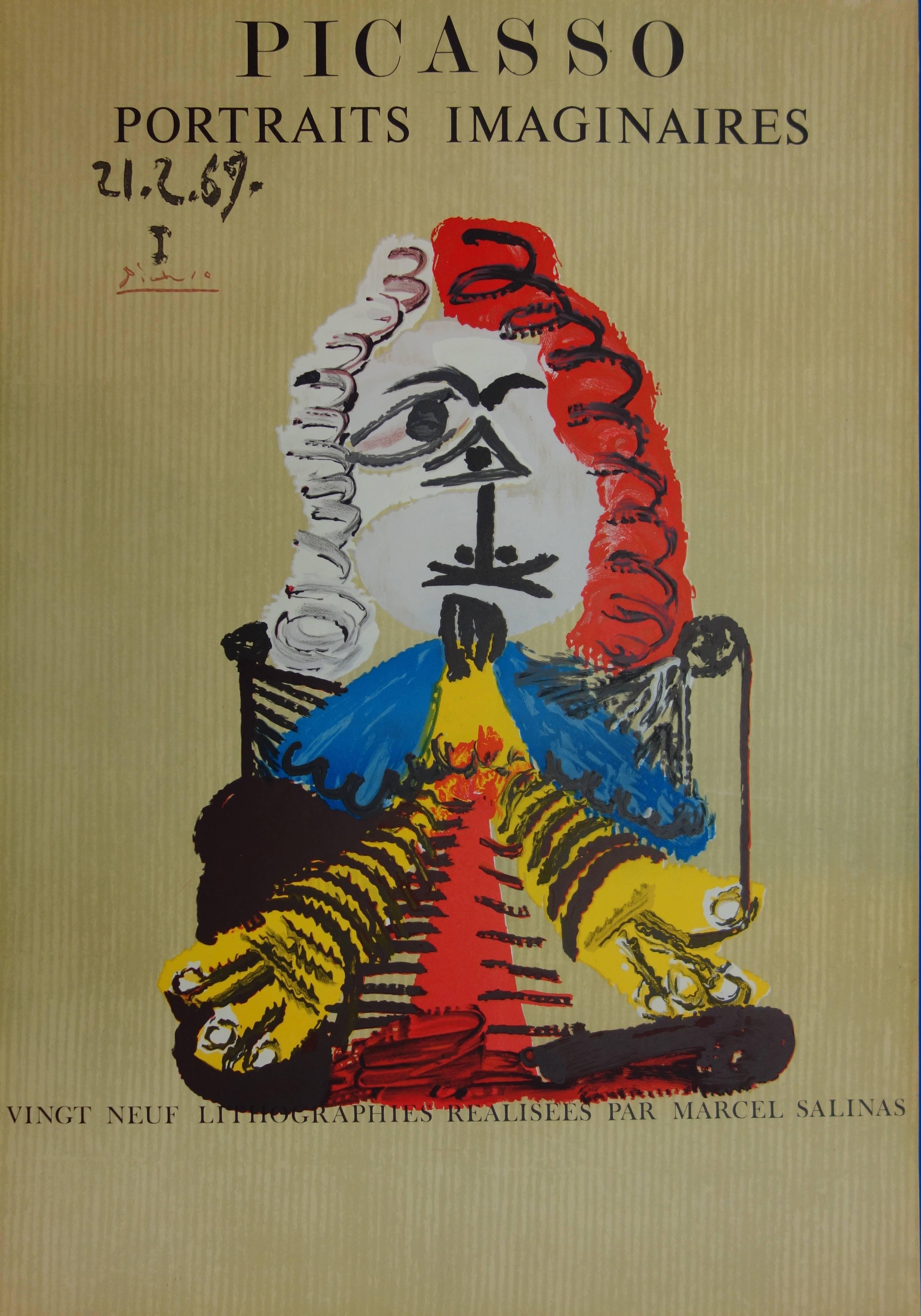 (after) Pablo Picasso Portrait Print - Imaginary Portraits : Elegant Man - Lithograph - 1971