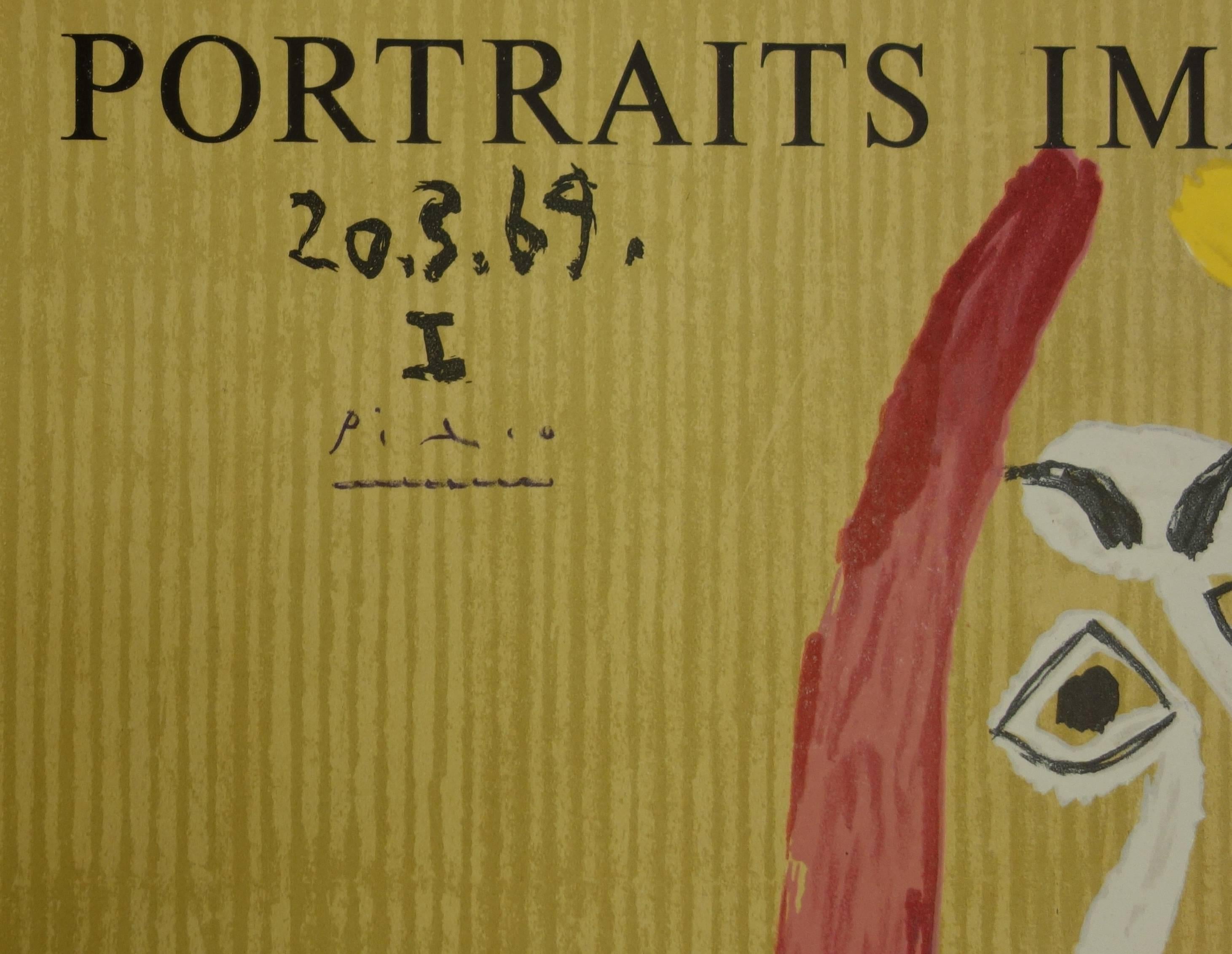 Portraits imaginaires : Homme avec une écharpe bleue - Lithographie - 1971 - Print de (after) Pablo Picasso