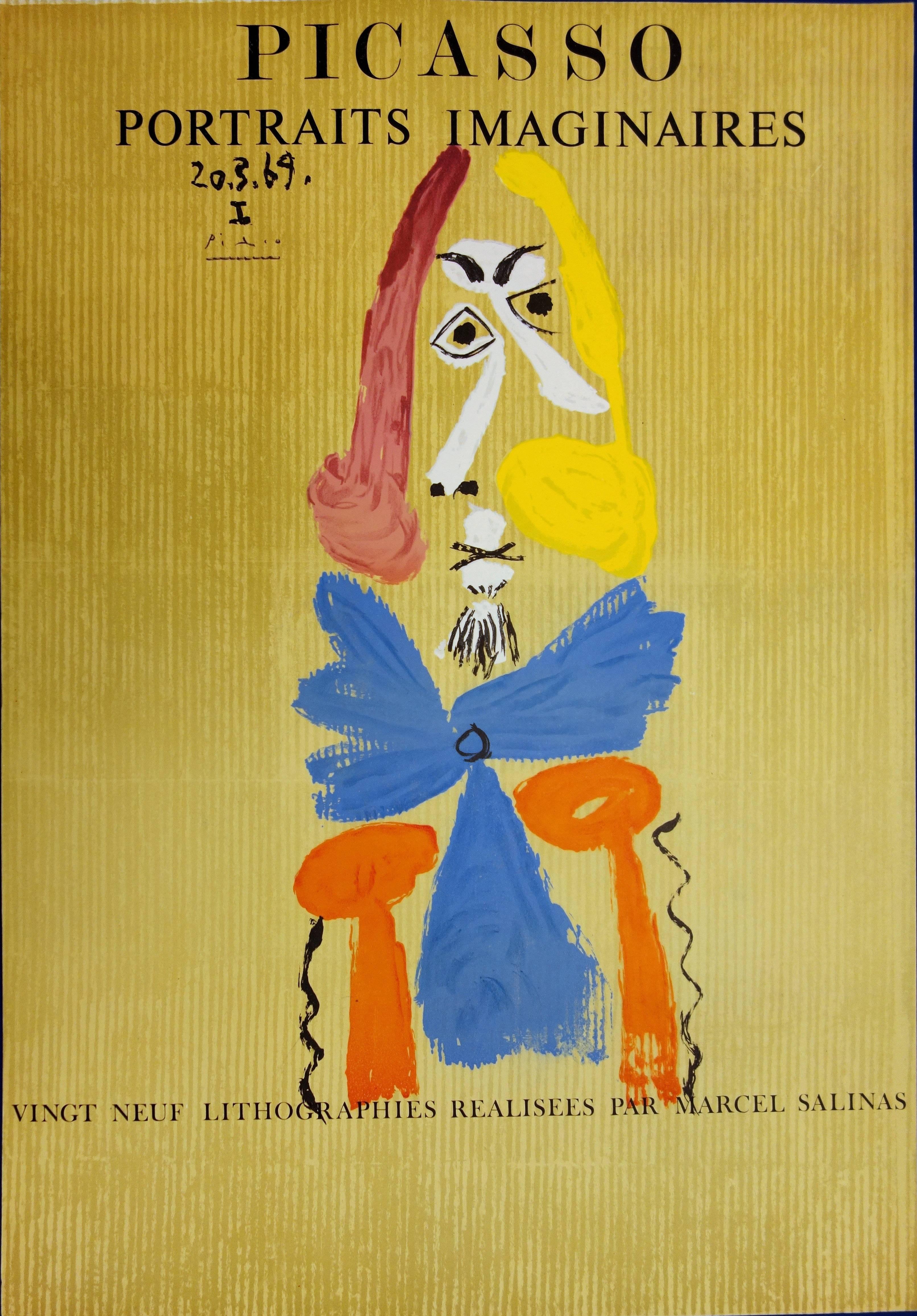 Imaginary Portraits : Man with a Blue Scarf - Lithograph - 1971