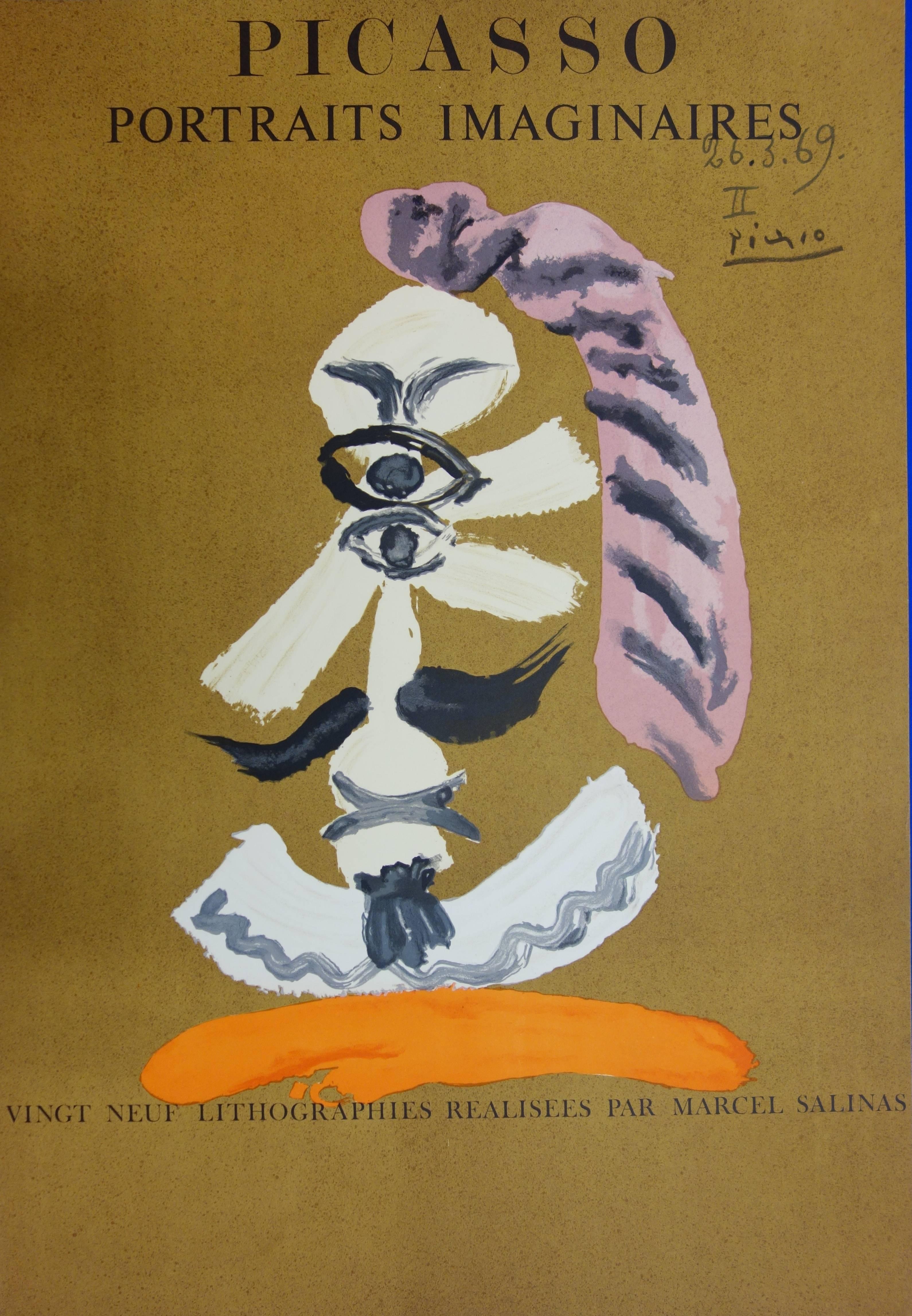 (after) Pablo Picasso Portrait Print - Imaginary Portraits : Cubist Portrait - Lithograph - 1971