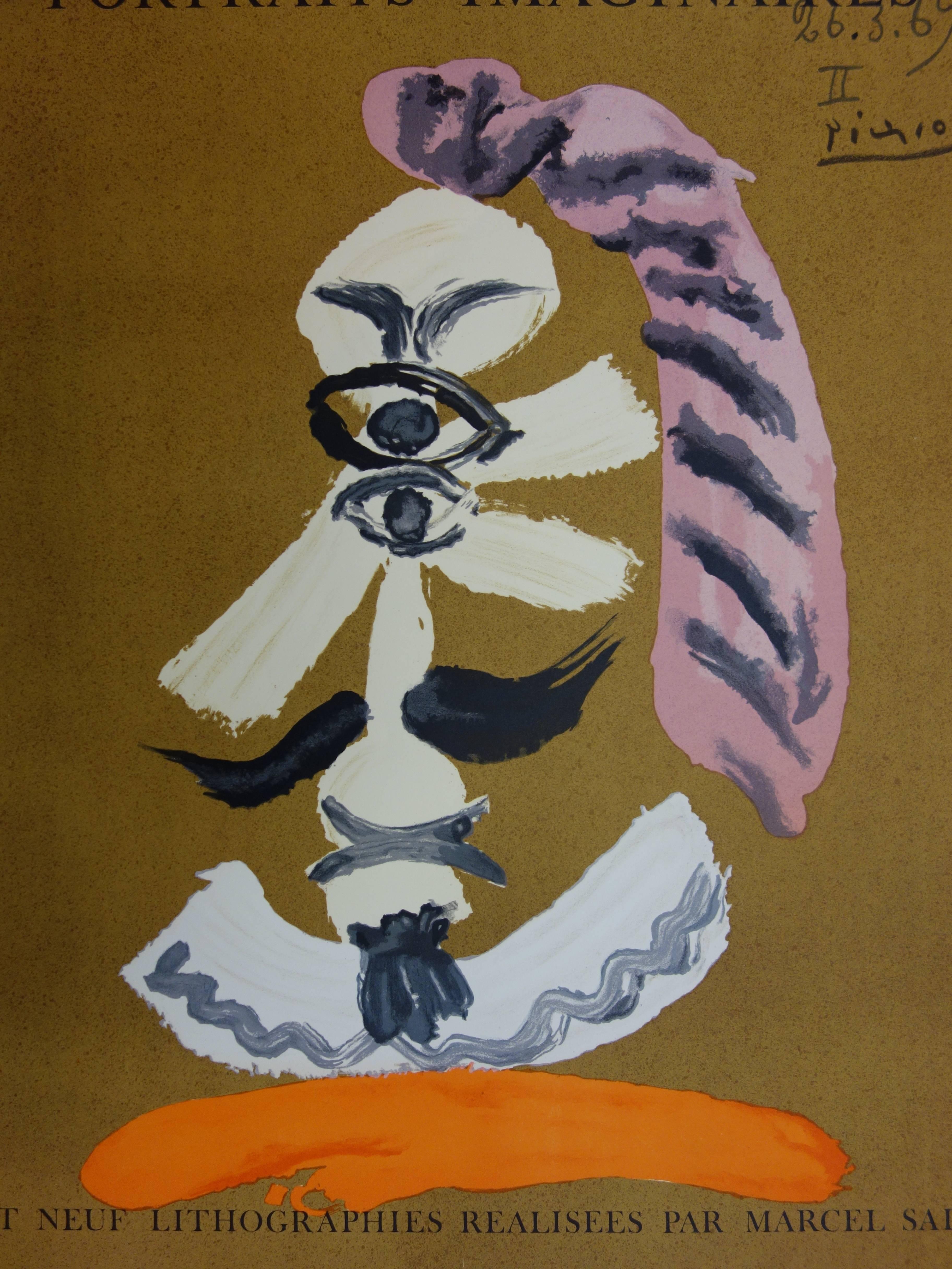 Imaginary Portraits : Cubist Portrait - Lithograph - 1971 - Brown Portrait Print by (after) Pablo Picasso