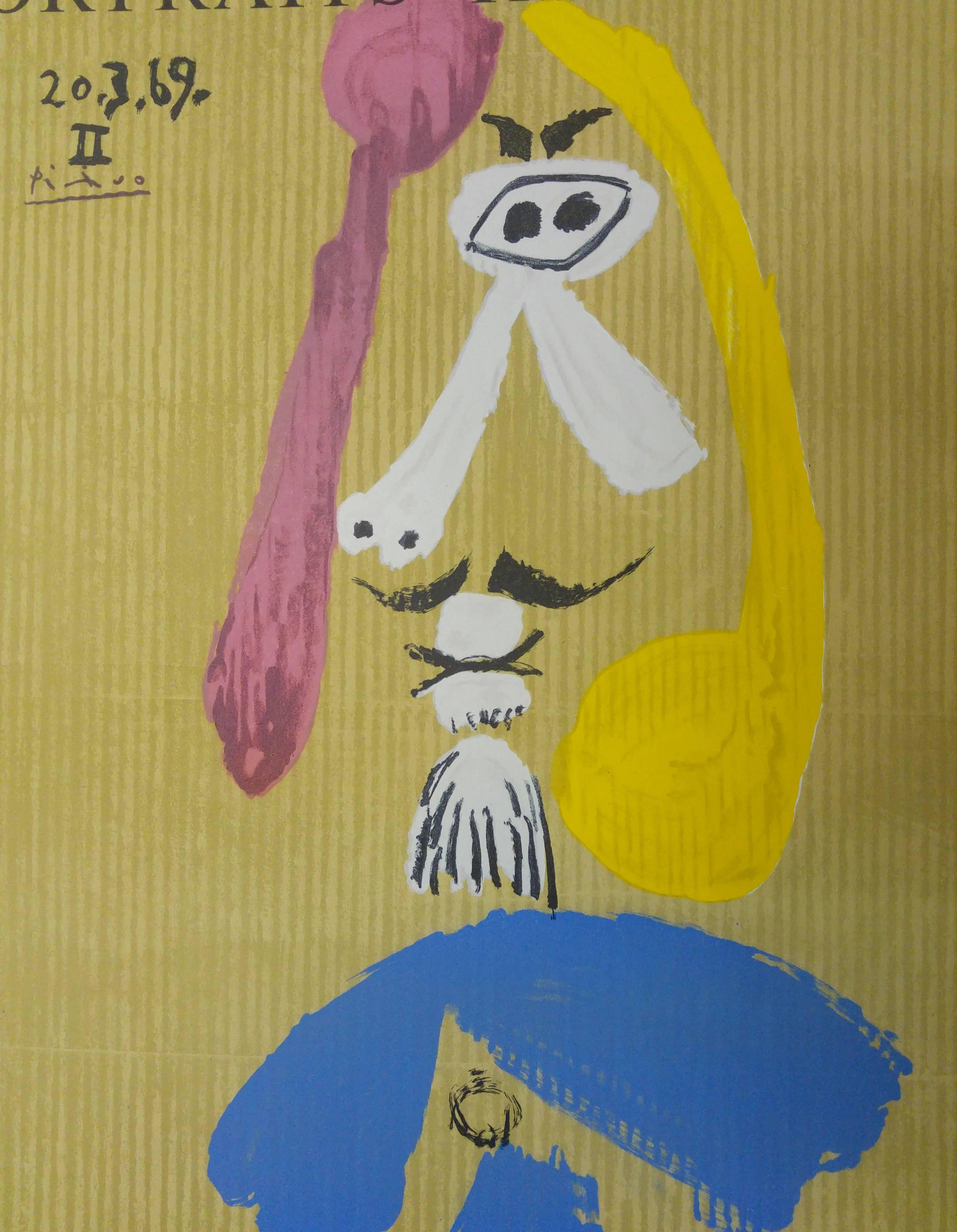 Portraits imaginaires : Homme avec chèvre - Lithographie - 1971 - Marron Portrait Print par (after) Pablo Picasso