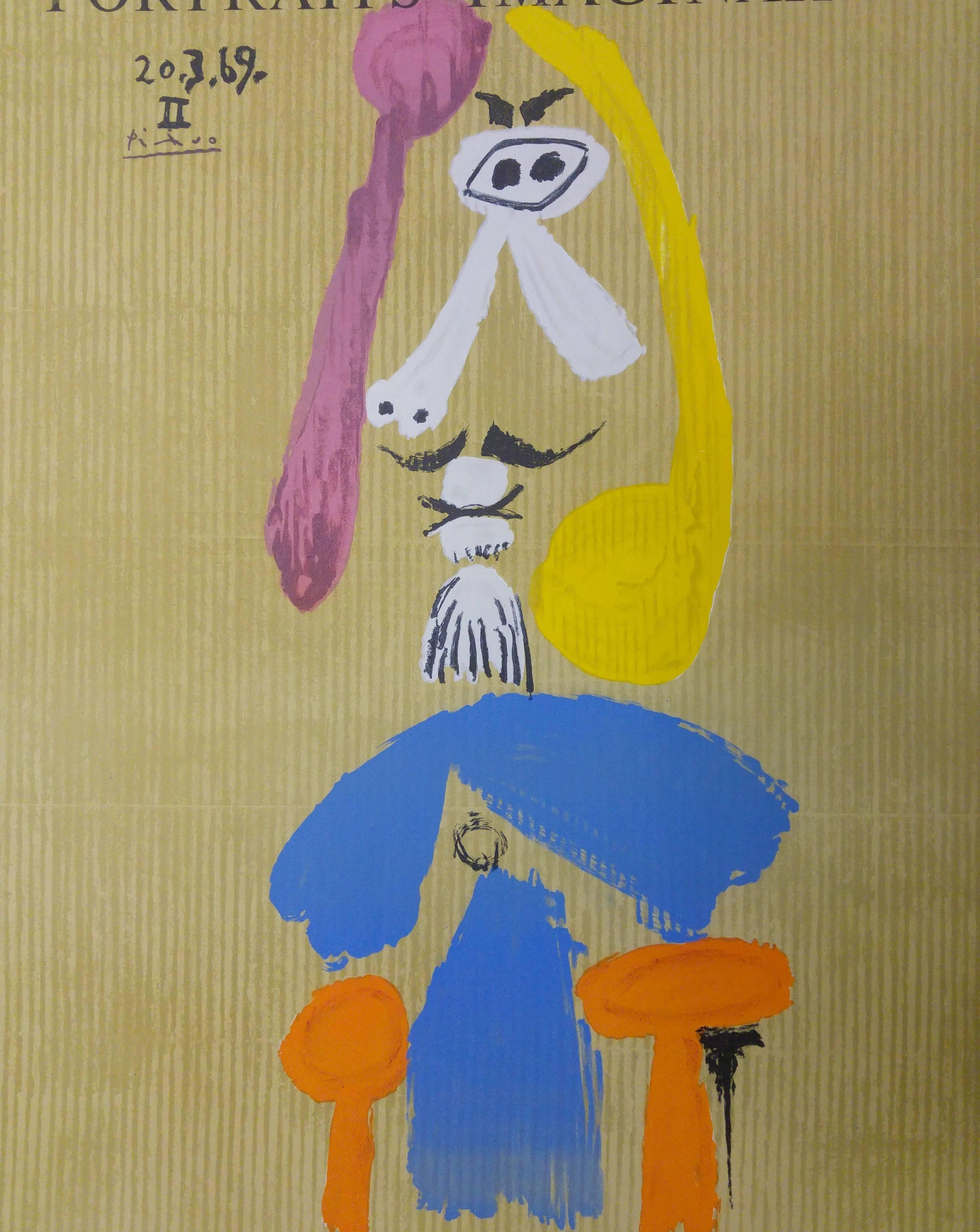 Imaginäre Porträts: Mann mit Ziegenleder - Lithographie - 1971 (Kubismus), Print, von (after) Pablo Picasso