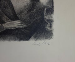 Zwei Frauen in einem Couchtisch – handsignierte Originallithographie