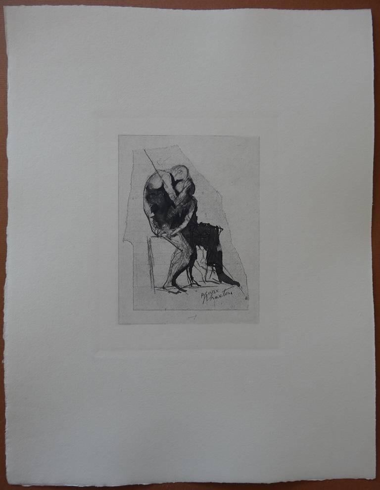 (after) Auguste Rodin Figurative Print - Icarus & Phaeton - Etching (1897)